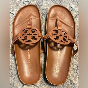 Tory Burch Miller Cloud Sandals Size 10 Aged Camello with Bag and Box